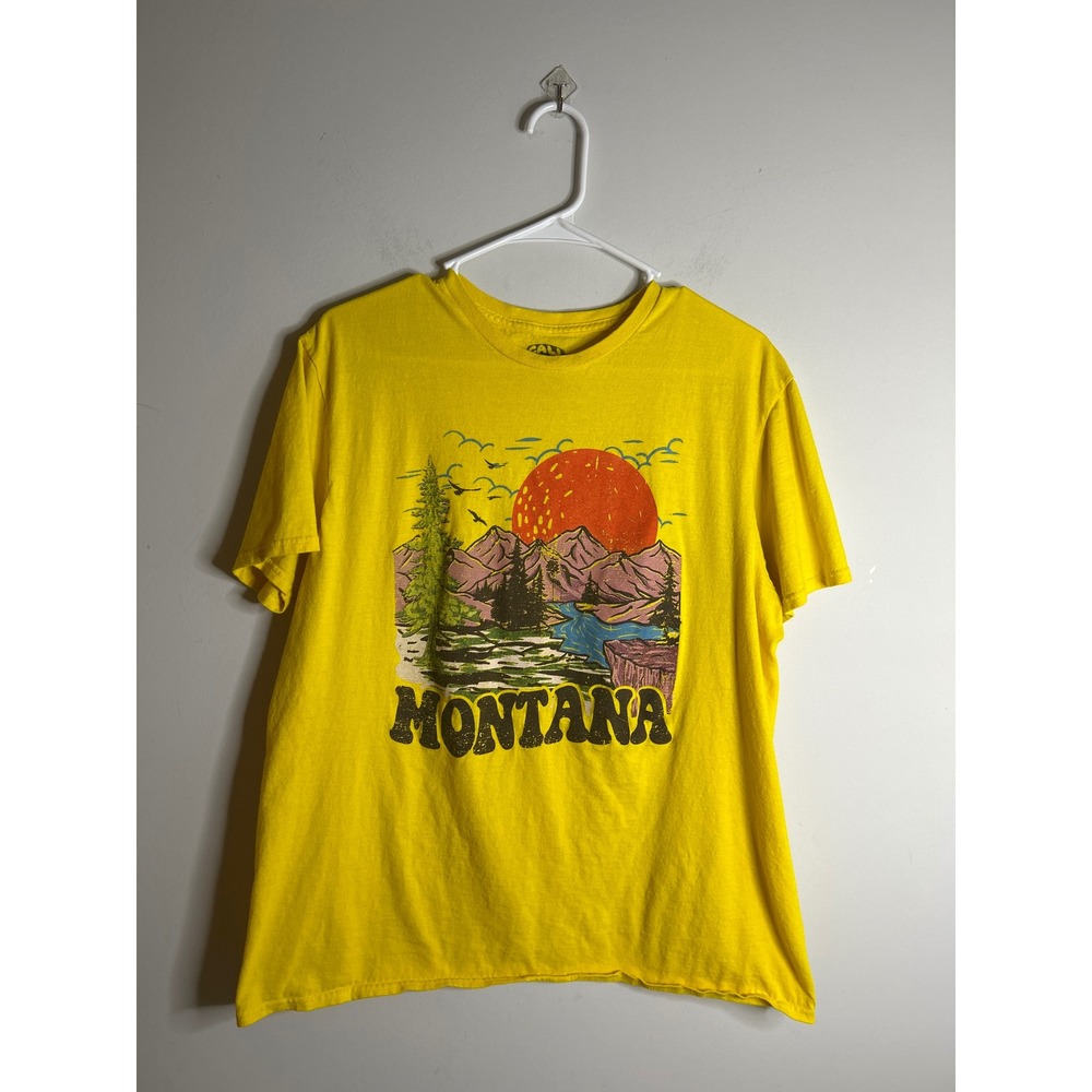 Call Your Mother Yellow Montana Graphic Short Sleeve T Shirt Mens XL